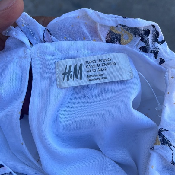 🌈 H&M Baby Shirt Blouse Sz 18/24M Bunny Rabbits White Gold Black EASTER - Picture 6 of 8